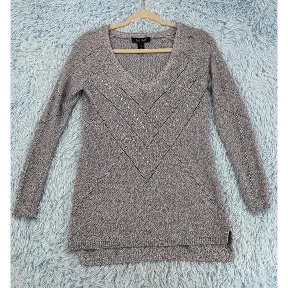 White House Black Market Womens XS Gray Sequin Front Sweater Long Sleeve Shimmer - Picture 3 of 15
